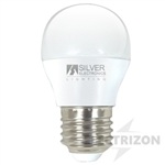 LÁMPARA LED ESFÉRICA 4,5W. LUZ BLANCA 6000K E-27 SILVER