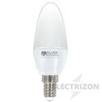 LÁMPARA LED VELA 4,5W. LUZ CÁLIDA 3000K E-14 SILVER