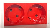 BASE DE ENCHUFE DOBLE  ROJA 2P+E